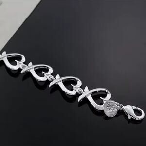 925 Sterling Silver Bracelet XO Hearts BOHO Fashion Anniversary Birthday Gift